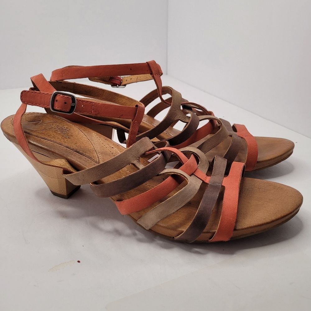 Naya Tatiana Orange Brown Strappy Buckle Block Sandals Size 12M Summer